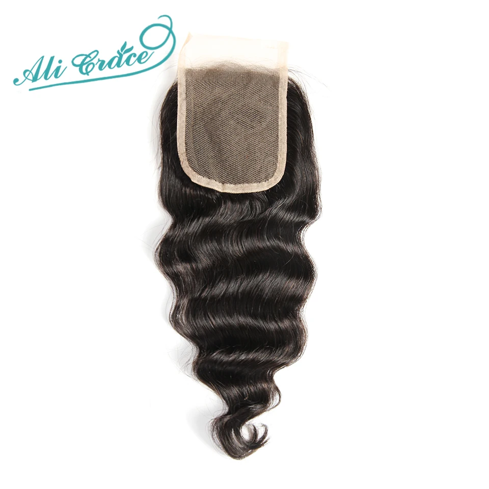 

Ali Grace Brazilian Loose Wave Closure 4x4 Swiss Lace Free Middle Part Remy Human Hair Lace Closure Natural Color Free Shipping