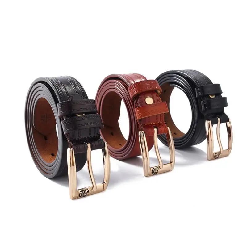 

zpxhyh Genuine Leather Female Belt for Women buckle rose Pin Buckle Cowhide Leather Women Belt Jeans Waist Belts Fashion designe