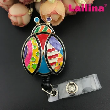 

Insect ID badge nurse brooch, colorful ladybug ID badge reel enamel bug pin badge holder