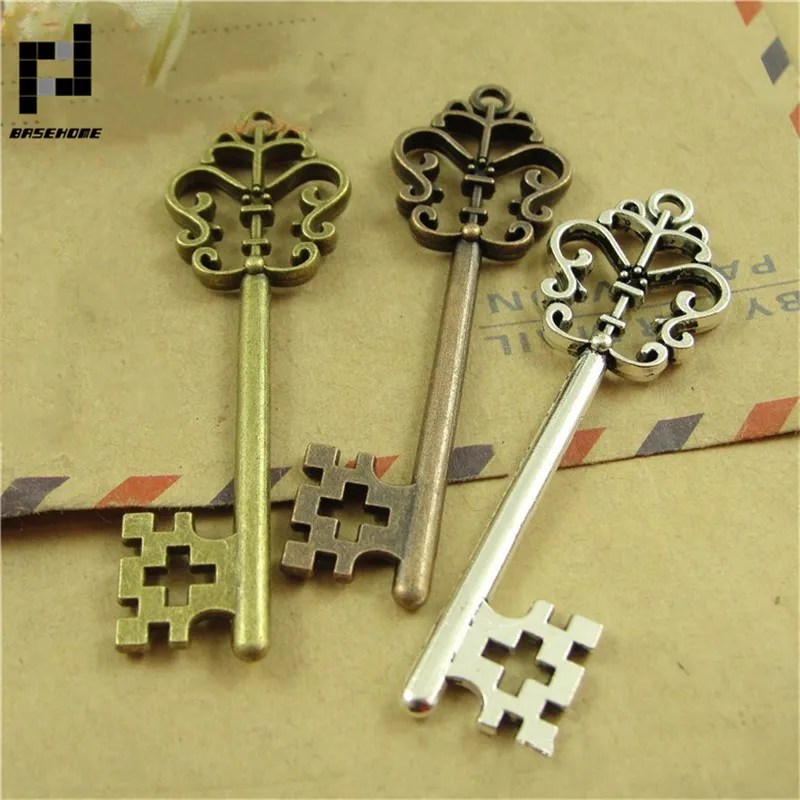

BASEHOME 10pcs/lot 59x18mm Vintage Retro Key Pendant Charms for DIY Necklace Jewelry Findings Making