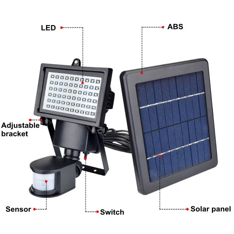 Solar garden wall lamp outdoor waterproof split energy saving lamp 60LED home sensor street lamp 6