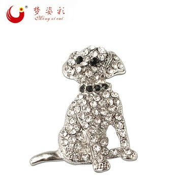 

mziking Lovely Crystal Poodle Dog Brooches white Zinc Alloy Rhinestone Broches for Women Animal Brooch Garment Jewelry