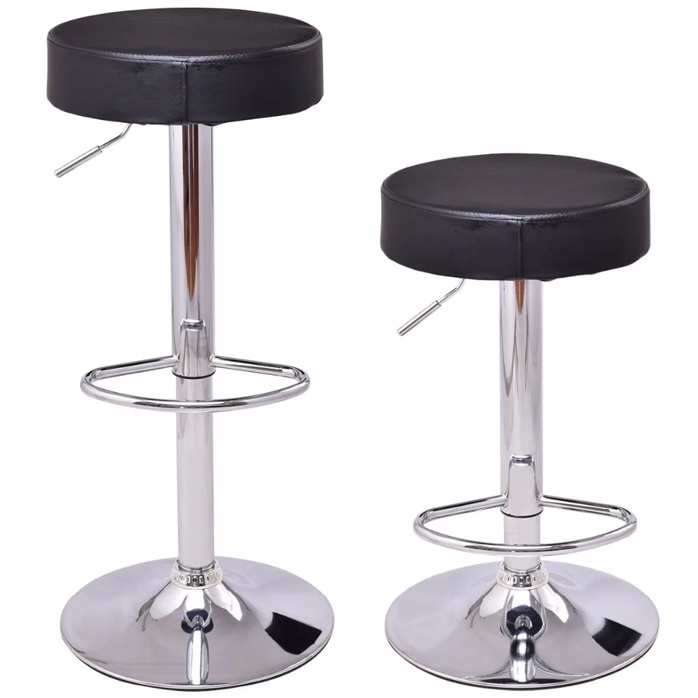 Goplus 2 Yuvarlak Deri Bart Tabureleri Modern Koltuk Krom Bacak Ayarlanabilir Hidrolik Doner Bar Taburesi Siyah Beyaz Hw55666 Bar Stool Black Bar Stoolswivel Bar Stools Aliexpress