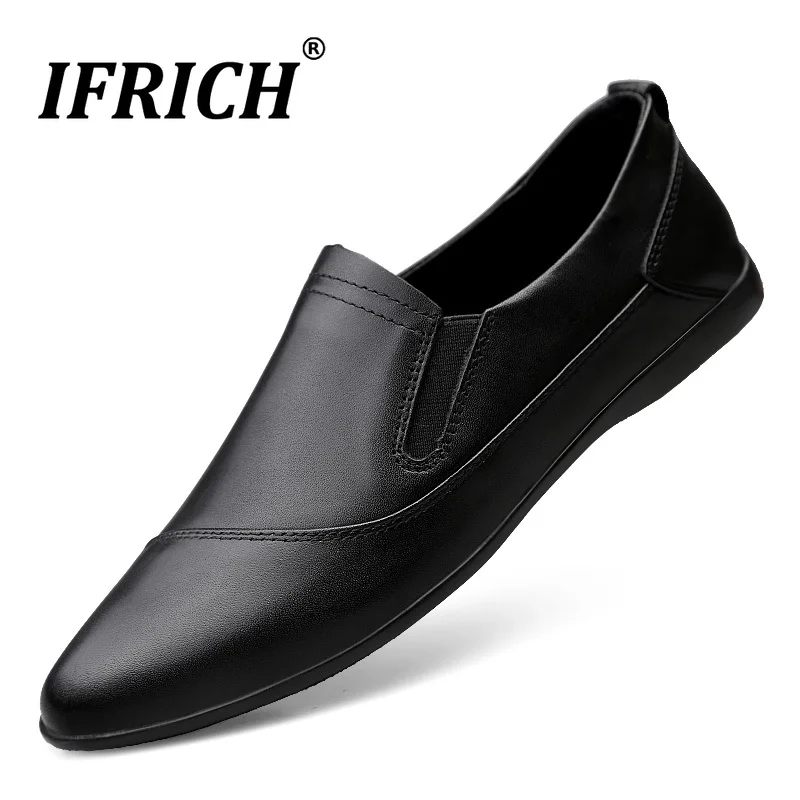 

New Luxury Men Walking Driver Footwear Black Leather Shoes For Men Handmade Man Casual Loafers Shoe Size 38-45 Slip On Sneakers