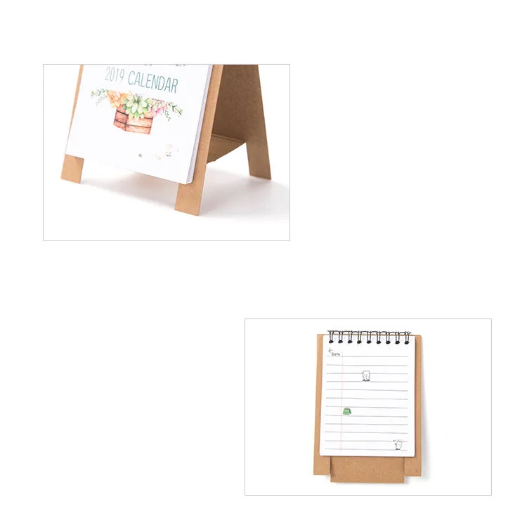 Free shipping Cartoon 2019 notebook desk calendar desktop calendar lunar calendar desktop style cute diy calendar plan book (5)