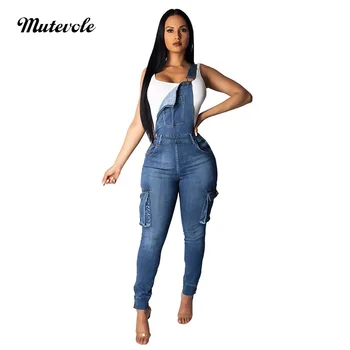 

Mutevole Women Sexy Skinny Jeans Overalls Casual Bodycon Denim Overalls Suspender Denim Jean Pants Pocket One Piece Jumpsuit
