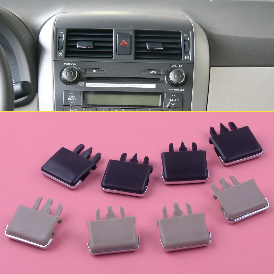 

DWCX 4Pcs Car Center Dash A/C Vent Louvre Blade Slice Air Conditioning Leaf Clip Fit For Toyota Corolla 2004-2007 2008 2009 2010
