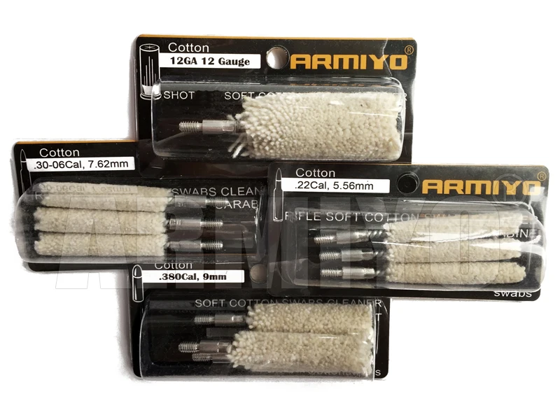 Armiyo Cotton.22Cal.22/.270cal Rifle Bore Cleaning Swabs Gun Barrel Cleaner Hunting Accessories Screw Thread Size M4 8-32