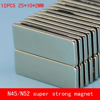 

10PCS 25*10*2mm strong rare earth permanent magnet magnets N45 N52