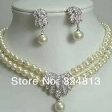 Высококачественные Grace отличное Для женщин новые необычные свадебные украшения Silver Pearl Цепочки и ожерелья серьги