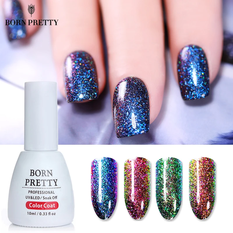 

BORN PRETTY Peacock Chameleon Holographic Nail Gel 10ml Starry Platinum Effect Soak Off Varnish Manicure Nail Art Gel Polish