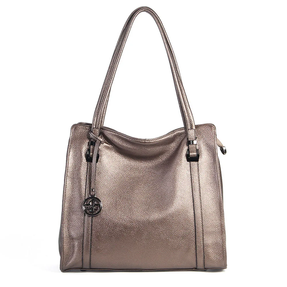 Zency натуральная кожа мягкая модная женская сумка через плечо черная Вместительная женская сумка через плечо сумка-мессенджер Высокое качество Сумка-тоут - Цвет: Bronze