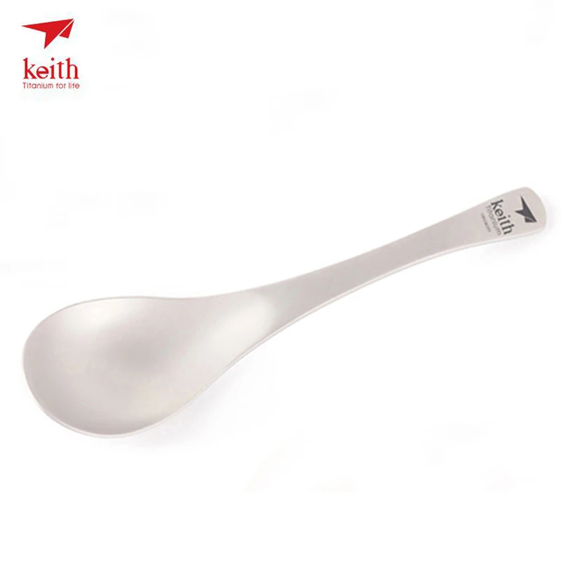 Keith Cutlery Titanium Outdoor Camping Hiking Picnic Titanium Spoon Flatware For Camping Tableware Equipment 170mm Ti5204