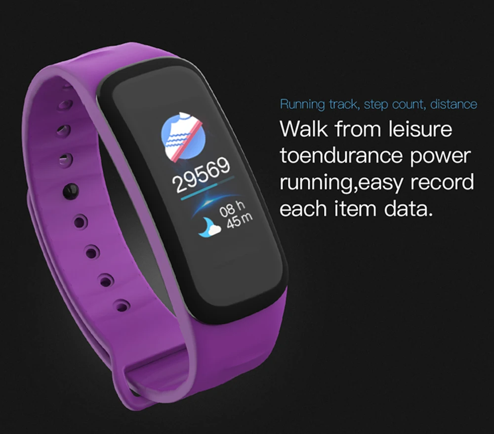 RUIJIE C1Plus Color Screen Fitness Bracelet Heart Rate Blood Pressure Oxygen Monitor Activity Tracker Waterproof Smart Band C1S