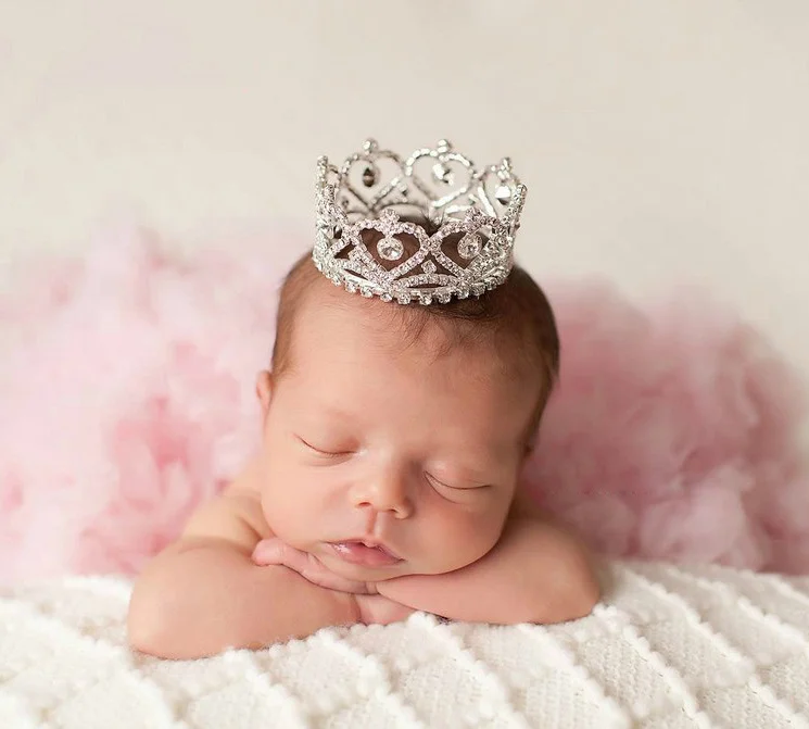 Baby Party Costume Tiara Princess Rhinestone Crown Newborn Photography Props For Studio Shooting Tiara Headband fotografia