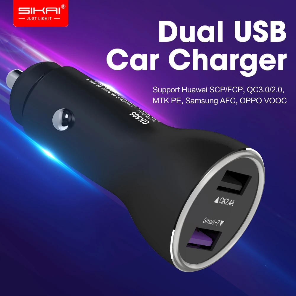 Автомобильное зарядное устройство SIKAI Quick Charge 3 0 с разъемом USB для iPhone Xiaomi Huawei Samsung