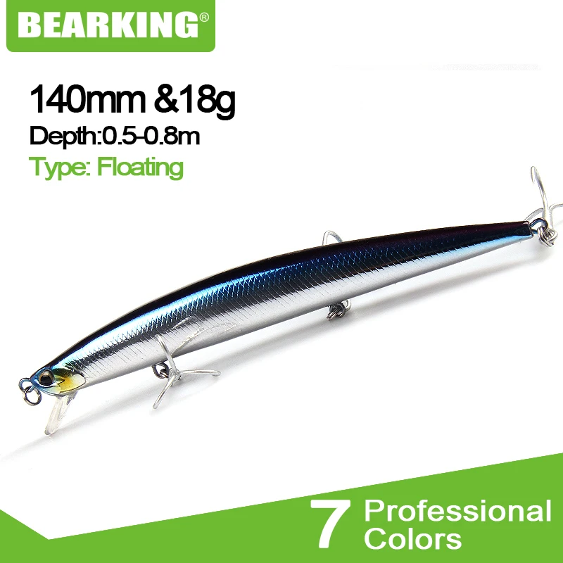 

Retial quality bait A+ fishing lures,140mm/14g Bearking 8pcs different colors,crank minnow popper hard bait 2016 hot model