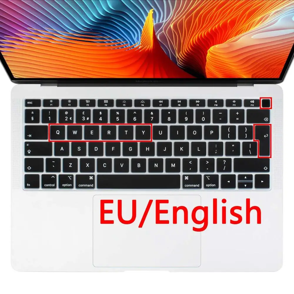 Чехол с клавиатурой для Macbook New Air 13 с retina& Touch ID A1932, европейский стиль, русский, французский, PT, испанский, итальянский, английский - Цвет: EU English