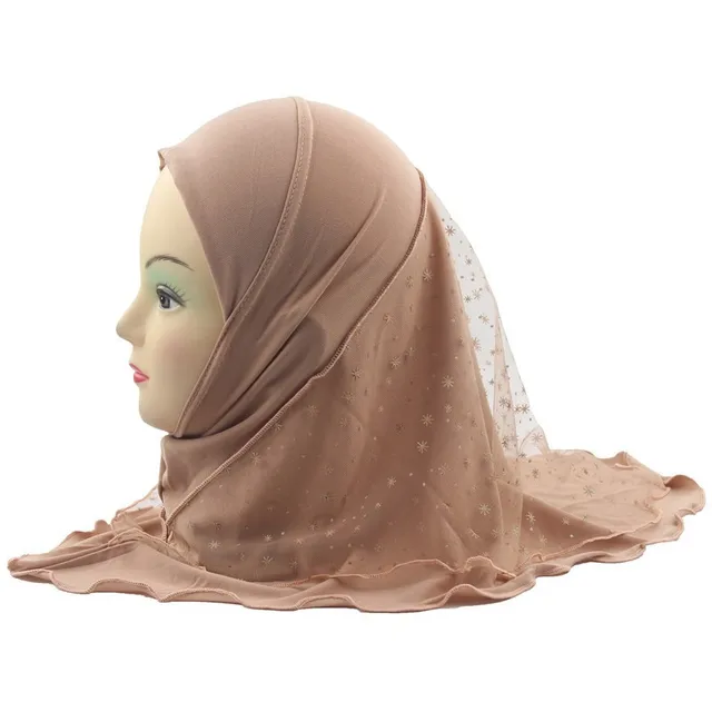Baby Hijab Kids Muslim Hijab Scarf With Flowers Soft Ice Silk Head