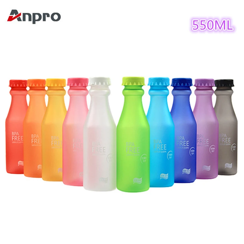 

Anpro 1PC 550ml Plastic Frosted Water Bottle Portable BPA Free Unbreakable Soda Bottle Leak-proof Kettle For Travel Outdoor