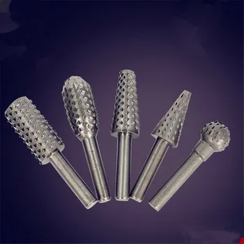 

MQ&HI 5pcs 1/4'' 6mm Silver Steel Rotary Burr Set Shank Wood Rasp Drill Bit