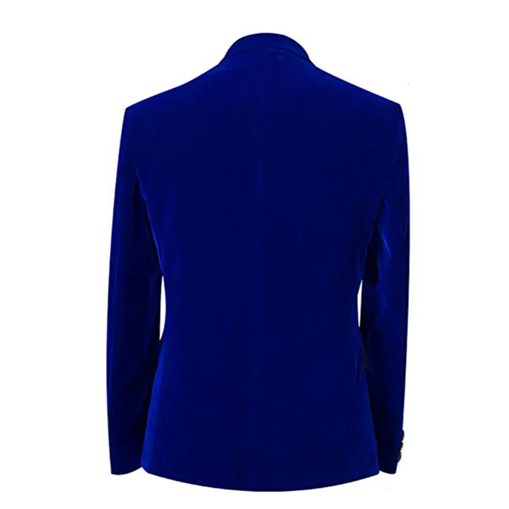 Mens-Jaqueta-de-Veludo-Slim-Fit-Pico-Lapela-Formais-Noivos-Evening-Prom-Blazer-Casaco-Um-Bot
