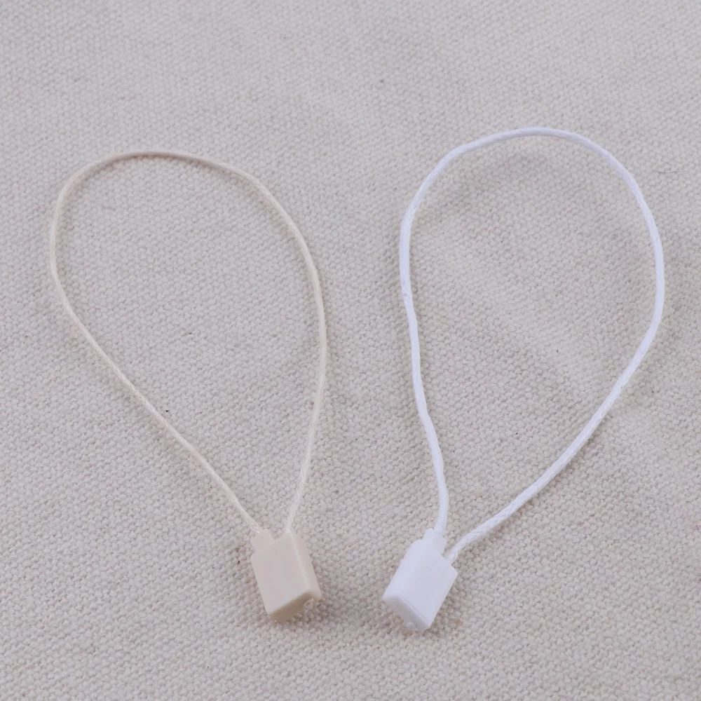 

100PCPlastic Hang Tag Seal String With Bullet Plug Wax Line Cord Snap Head Loop Lock Buckle Fashion Bag Price Tag Rope Fasteners