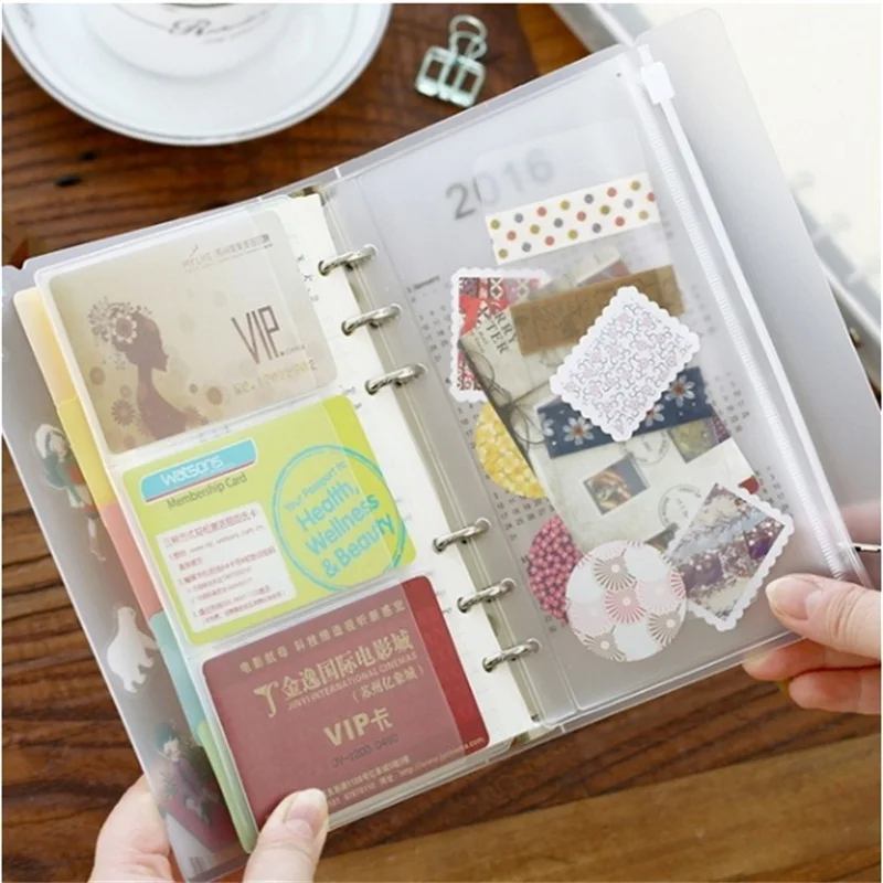 

5PCS Transparent PVC Storage Bag for Traveler's Notebook Diary Day Planner Zipper Bag Business Cards Stock Notes Pouch