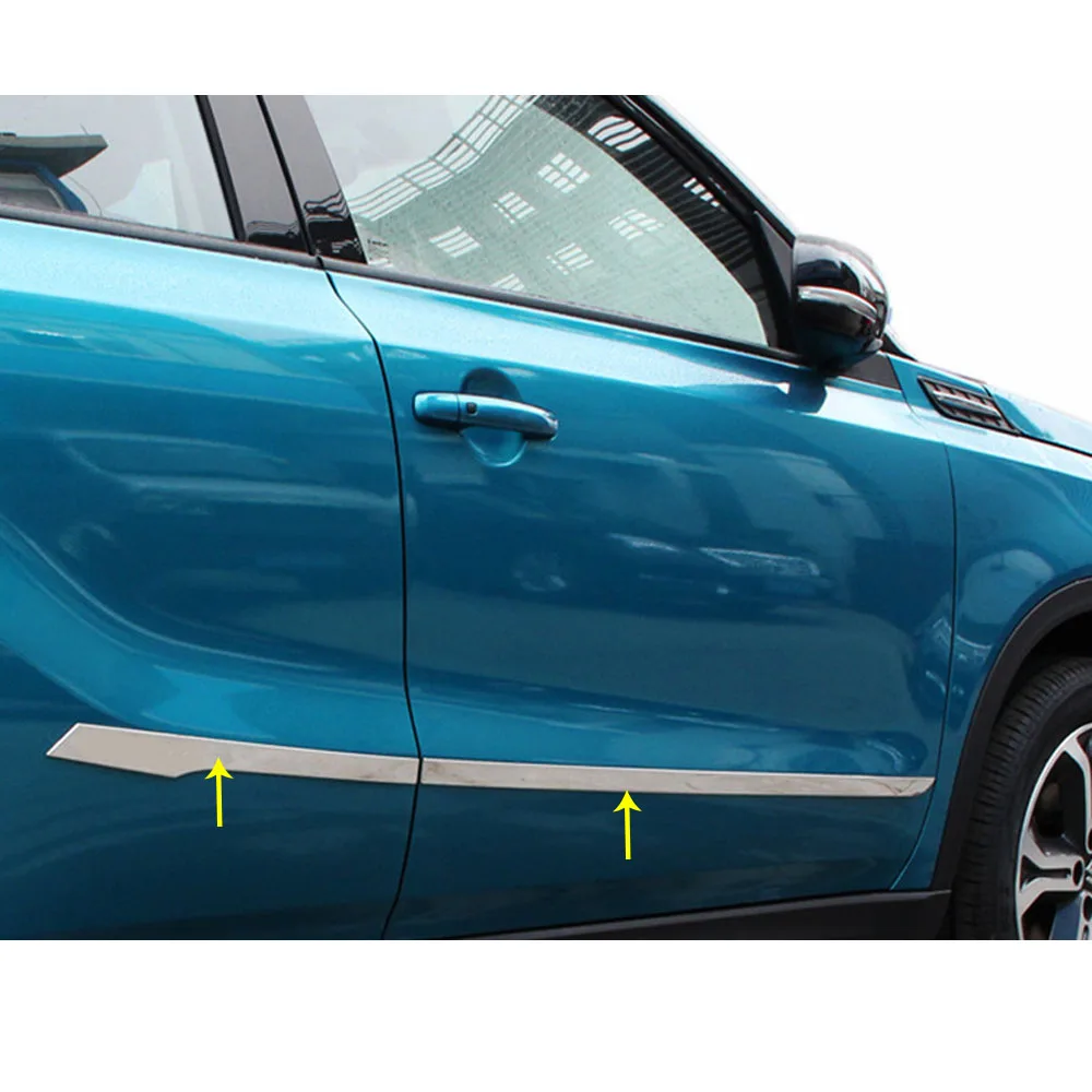 Для Suzuki Vitara автомобильный детектор нержавеющая сталь отделка кузова, молдинг на боковые двери палочки полосы литья бампер часть 4 шт