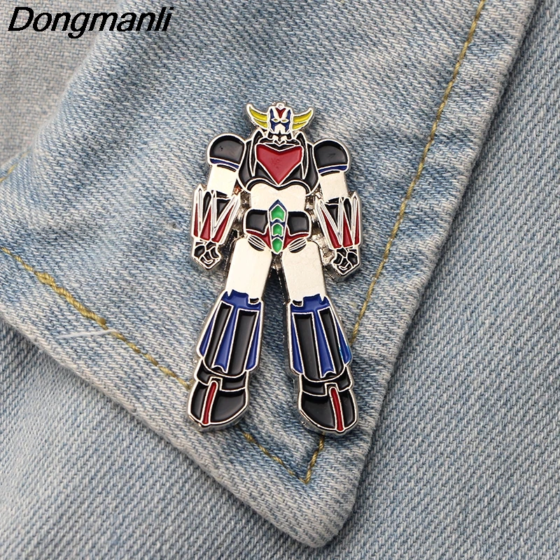 

DMLSKY Robot Cool Metal Pins and Brooches for Clothing bags backpack badge Men lapel pin Tie Pins Boys brooch Jewelry M2494