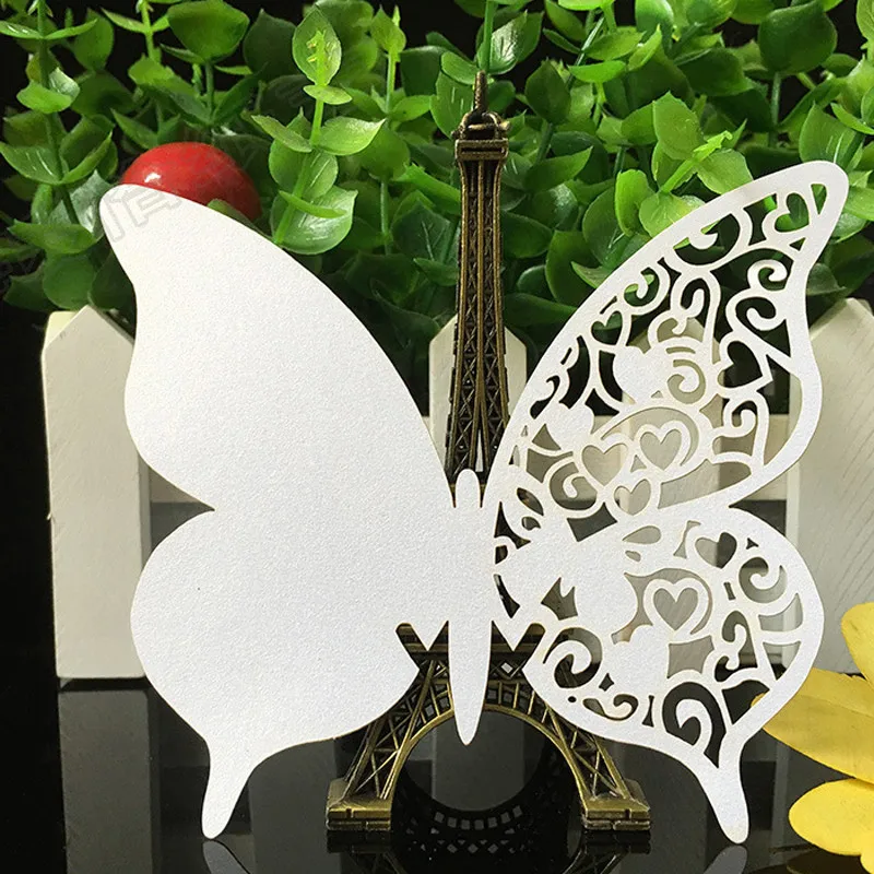10 Colos 50pcs Butterfly Laser Cut Table Mark Wine Glass Name Place Cards Wedding Birthday Baby Shower Event & Party Supplies