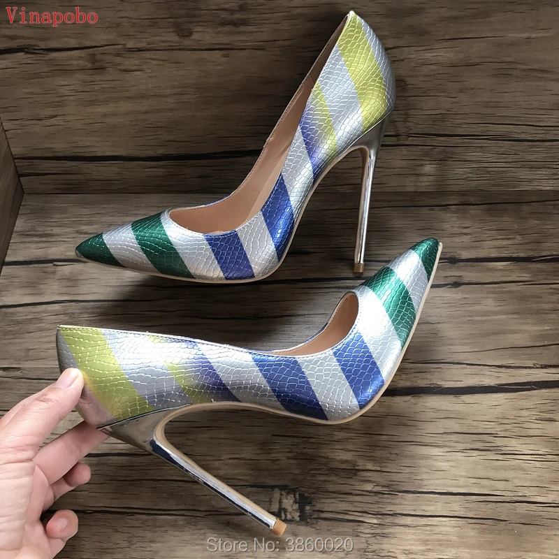 

Vinapobo 2019 New Arrival Women Zebra Stripe snake print Elegant high heels Wedding Shoes Stiletto Heels dress Shoes Big Size 43