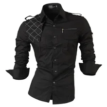 jeansian Men s Long Sleeve Dress Casual Shirts Slim Fit Fashion Stylish Designer Military 8371