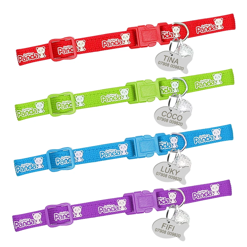 Fluorescence Cat Collar Customized Nylon Dog Cats Collars Personalized Cat Collar and Tags For Small Pets Kitten with Bell Fluorescence Cat Collar Customized Nylon Dog Cats Collars Personalized Cat Collar and Tags For Small Pets Kitten with Bell