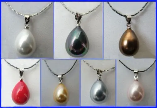 

Jewelr 004594 7Colour South Sea shell pearl drop pendant necklace