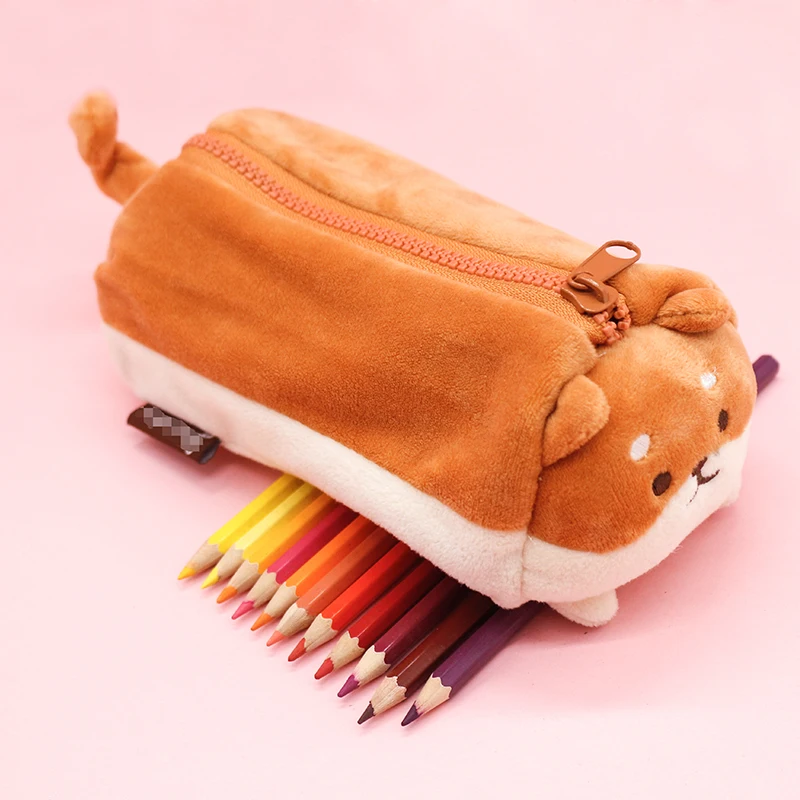 

Candice guo! super cute plush toy cartoon fat Shiba dog puppy soft pencil bag storage bag creative birthday Christmas gift 1pc
