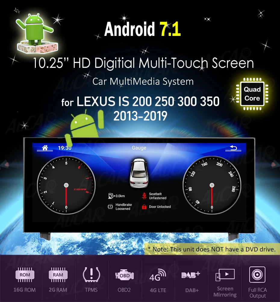 Top AuCAR Android 10.25 Car Radio for Lexus IS 200 250 300 350 2013-2019 GPS DVD Player Touch Screen Multimedia Stereo Audio IPS BT 6
