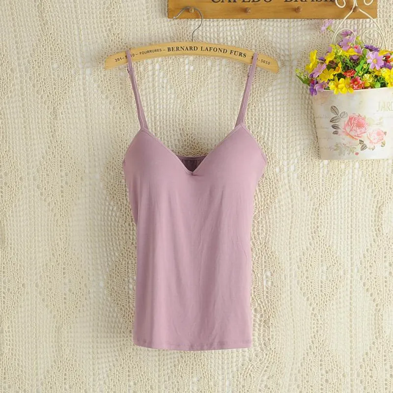 new summer Adjustable Strap Built In tank tops women sexy strappy bralette bralet tops sleeveless halter camis Camisole DD02