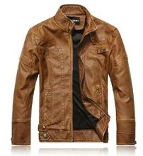Hot 2014 Spring men’s fashion short paragraph motorcycle leather jacket stand collar plus velvet leather clothing / M-XXL