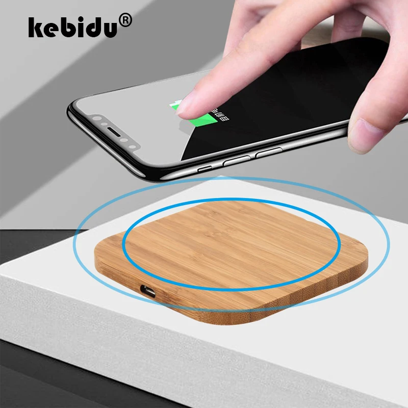 Портативное беспроводное зарядное устройство Qi Wood Pad тонкое для Apple iPhone 8 Plus X