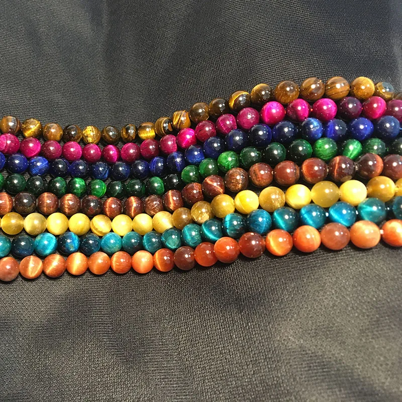 

Noter AAA Natural 8mm Tiger Eye Beads For Jewelry Making 8 Colors Smooth Natural Stone Beads Wholesale Beads Accessories Kralen