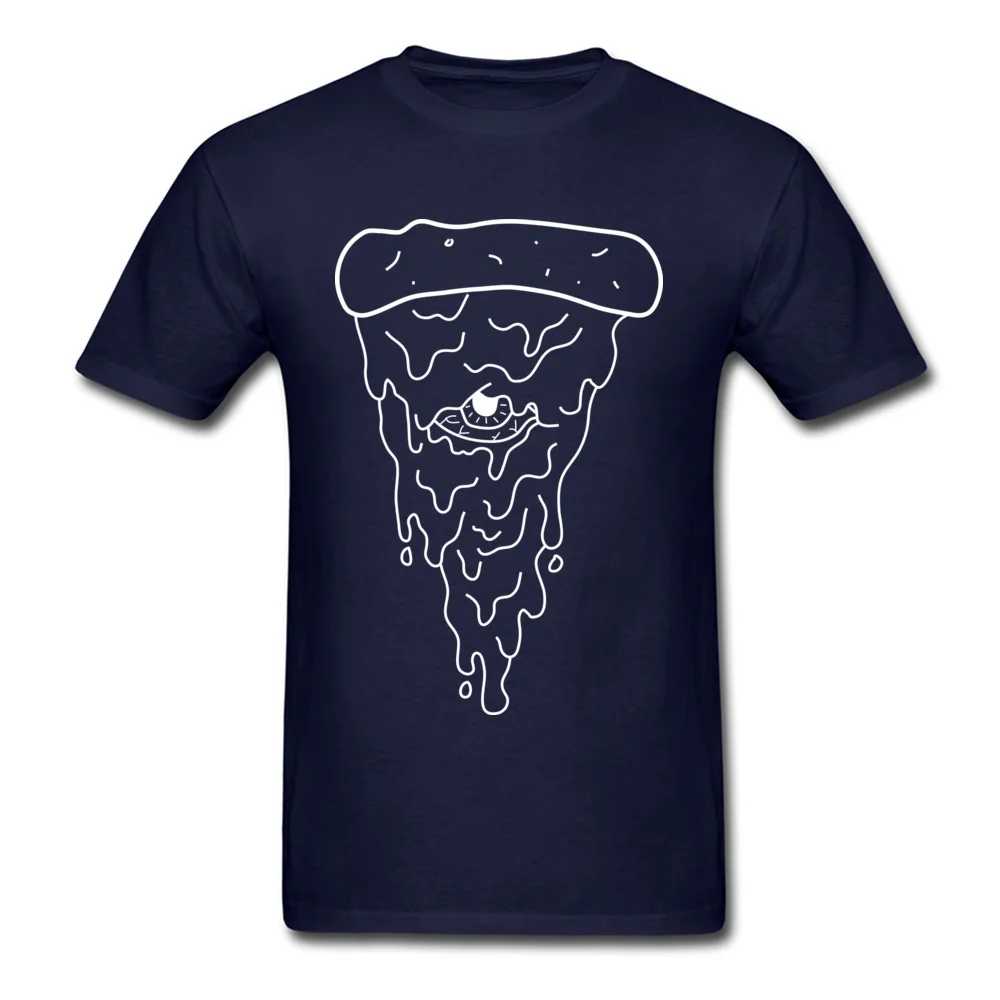 Round Neck Illuminati Pizza 100% Cotton Fabric Men's T-shirts Casual Short Sleeve Tops Tees Funky Customized Tee-Shirt Illuminati Pizza navy