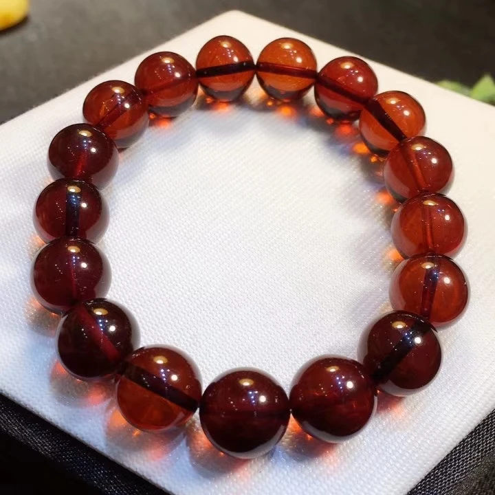 

Genuine Natural Amber Blood Red Round Beads Bracelet Fashion Reiki Stone 11mm Woman Man Gemstone Drop Shipping Certificate AAAAA