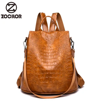 

Vintage Women Backpack soft Leather School Bags For Girls Lady Simple Style Backpack Large Capacity Leisure Shoulder Bag