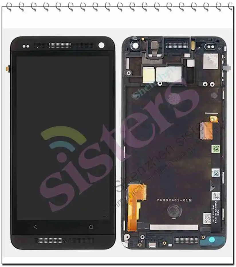 HTC0010  Front Housing LCD Touch Digitizer Screen + Frame Faceplate Assembly For HTC One M7