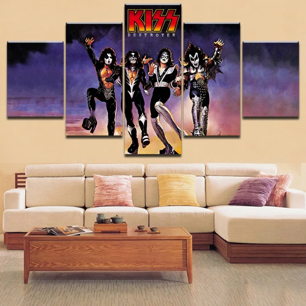 

5 Pieces Framework Top-Rated HD Printing Painting Kiss Destroyer Type Poster Modular For Home Decorative For Modern Living Room
