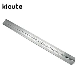 Kicute 1 шт. 30 см стандартный Двусторонняя шкала из нержавеющей стали линейка прямая высокое качество измерительный инструмент офисные