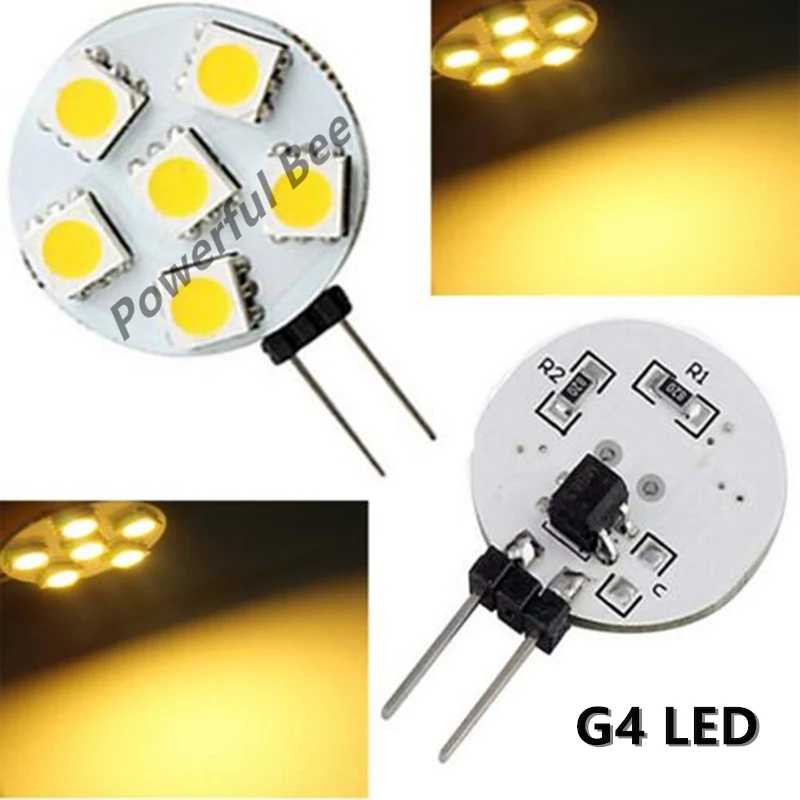 2 x G4 5050 6SMD 1 Вт круглая Светодиодная лампа холодный белый теплый купол для чтения