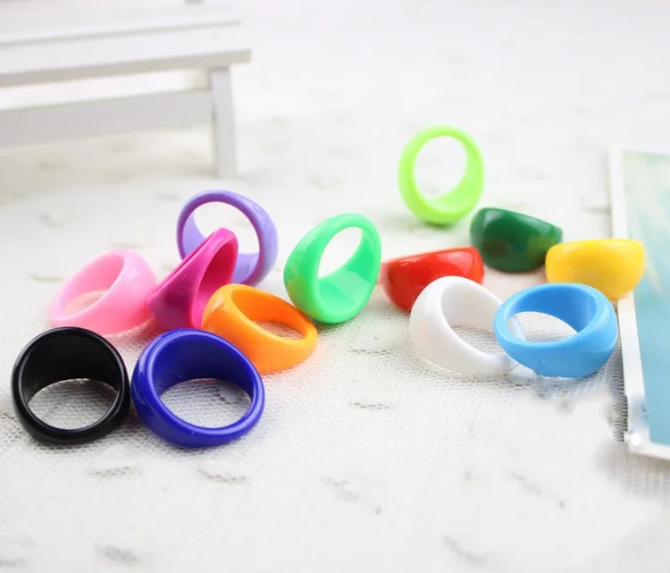 20 штук конфетных цветов кольца для взрослых акриловый люсит смолы кольца 17-19 мм