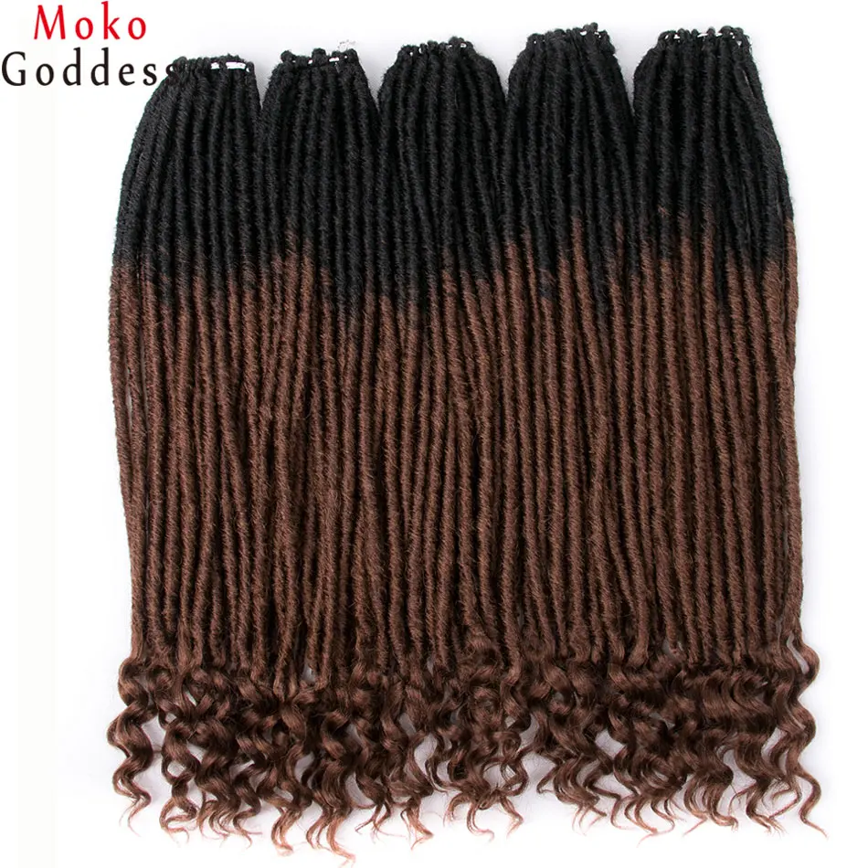 Mokogoddess 14 18 дюймов Омбре искусственные локоны в стиле Crochet Волосы Кудрявые